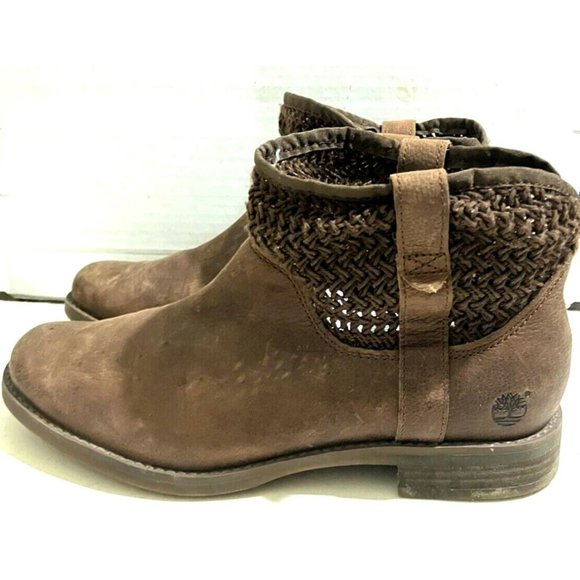 Timberland Savin Hill Women's Size 8.5 Brown  Leather Weave Ankle Boot shoe - Picture 1 of 7